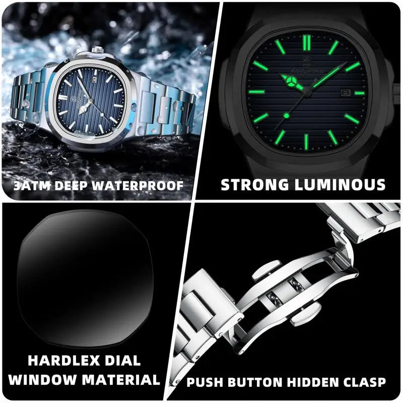 POEDAGAR Luxury Men Quartz Watch Waterproof